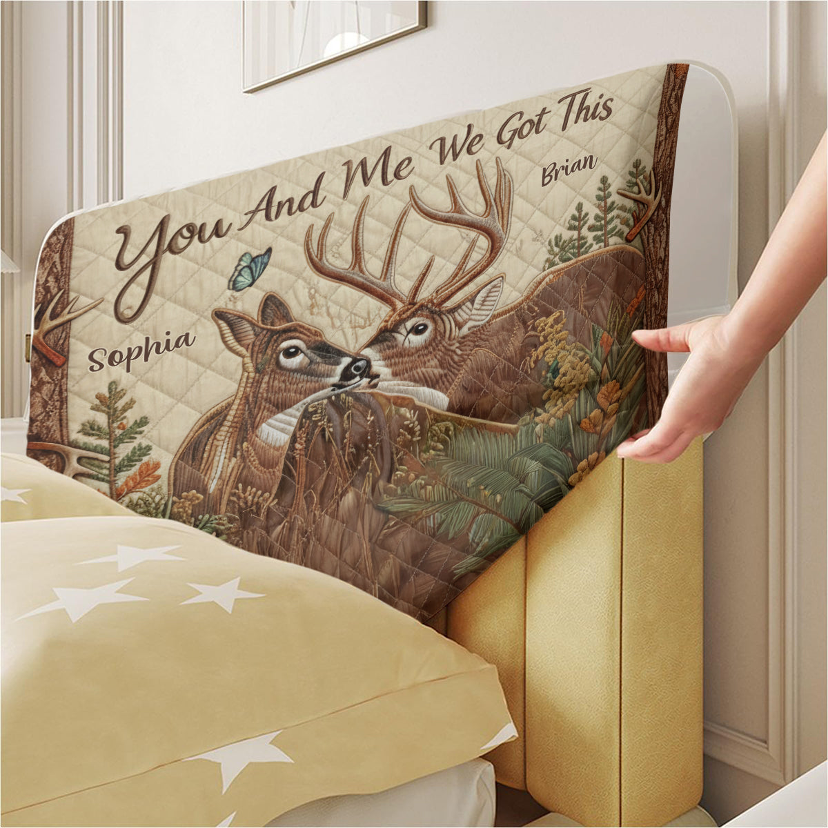 Hirschpaar – Personalisierter Jagd-Kopfteilbezug