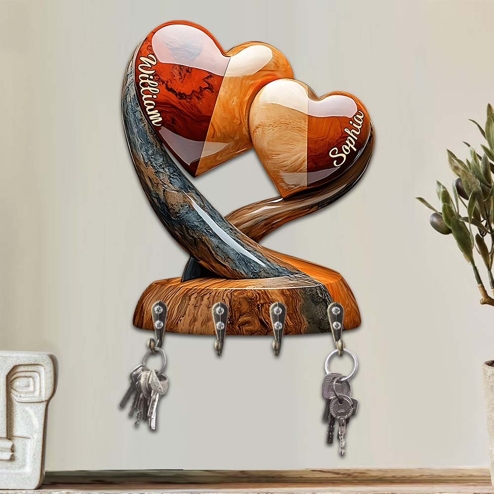 Home Sweet Home - Personalized Couple Custom Shaped Key Rack