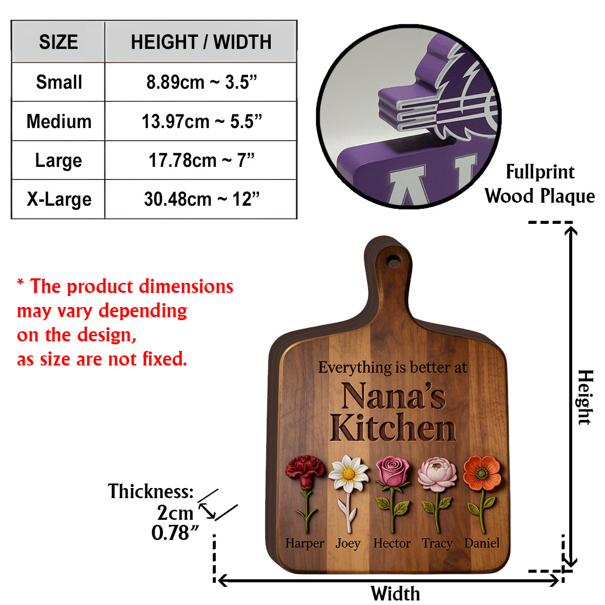 Alles ist besser in Omas Küche – Personalisierte, individuell geformte Holzplakette für Oma