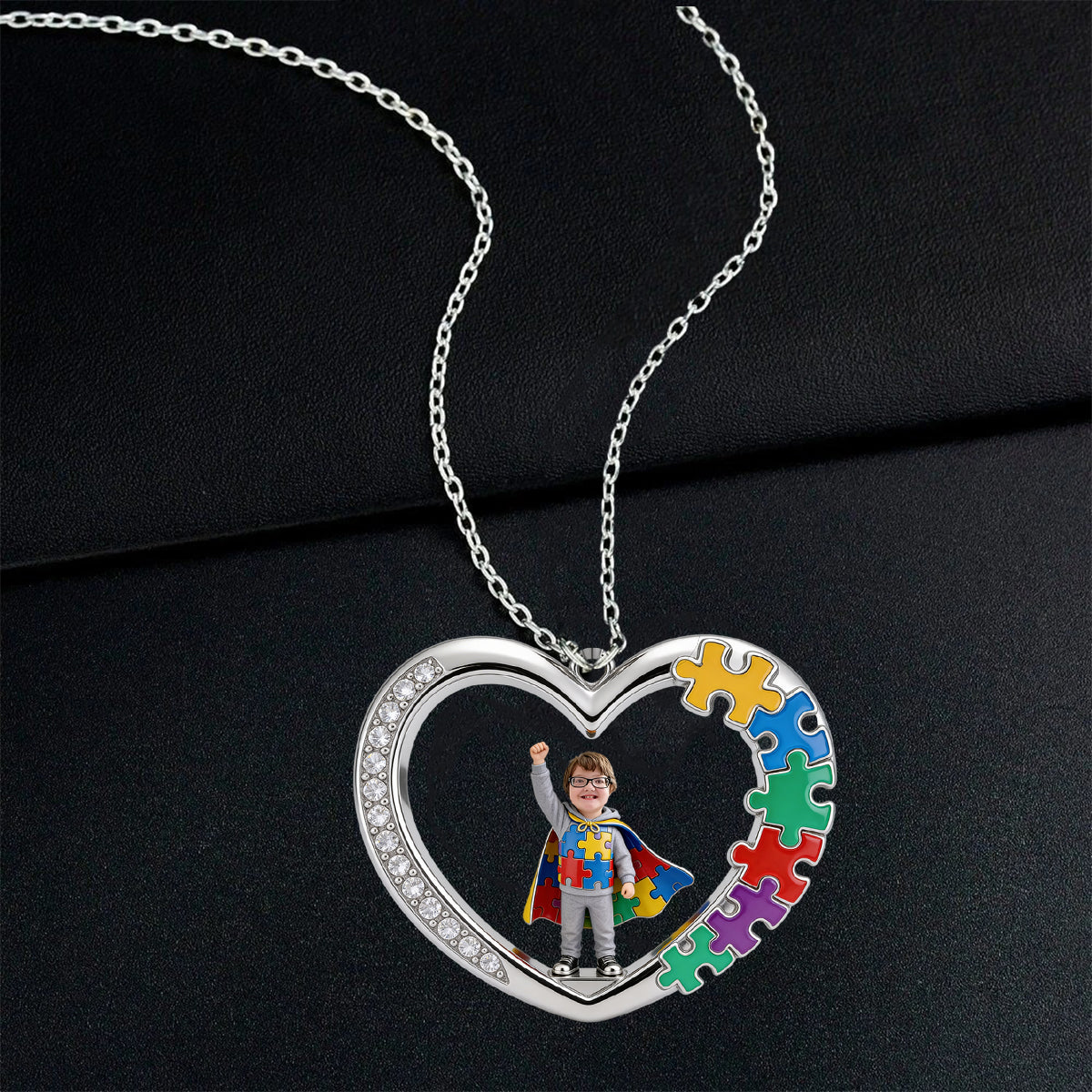 Autism Kid - Personalized Autism Awareness Shaped Metal Pendant Necklace