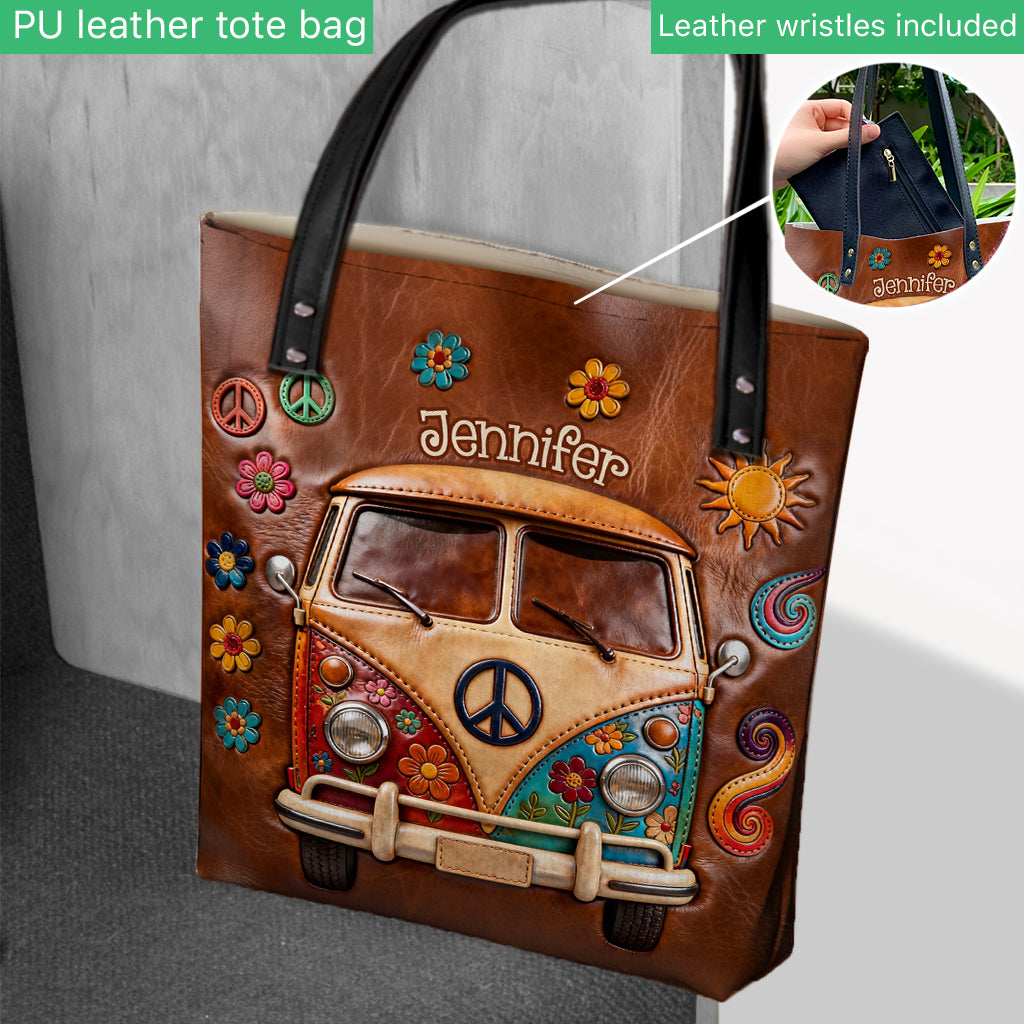 Floraler Hippie-Van – personalisierte Hippie-Tragetasche