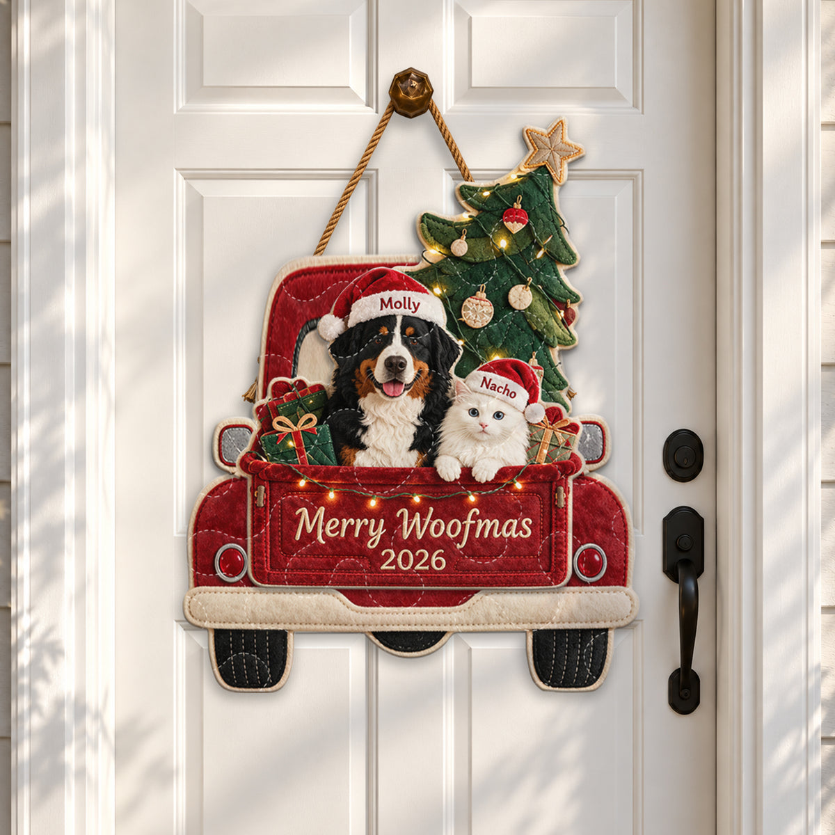 Merry Woofmas - Personalized Dog Quilted Door Hanger