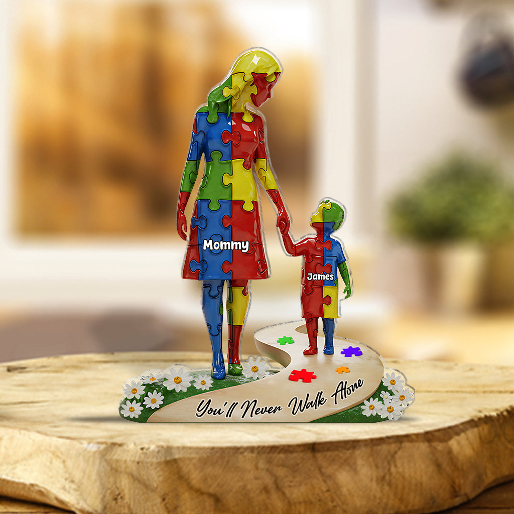 Du wirst niemals allein gehen – Personalisierte Acrylplakette zur Sensibilisierung für Autismus in individueller Form