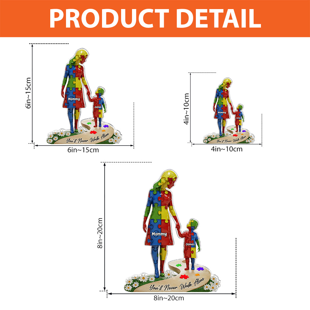 Du wirst niemals allein gehen – Personalisierte Acrylplakette zur Sensibilisierung für Autismus in individueller Form