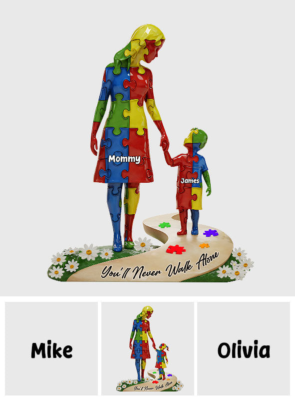 Du wirst niemals allein gehen – Personalisierte Acrylplakette zur Sensibilisierung für Autismus in individueller Form
