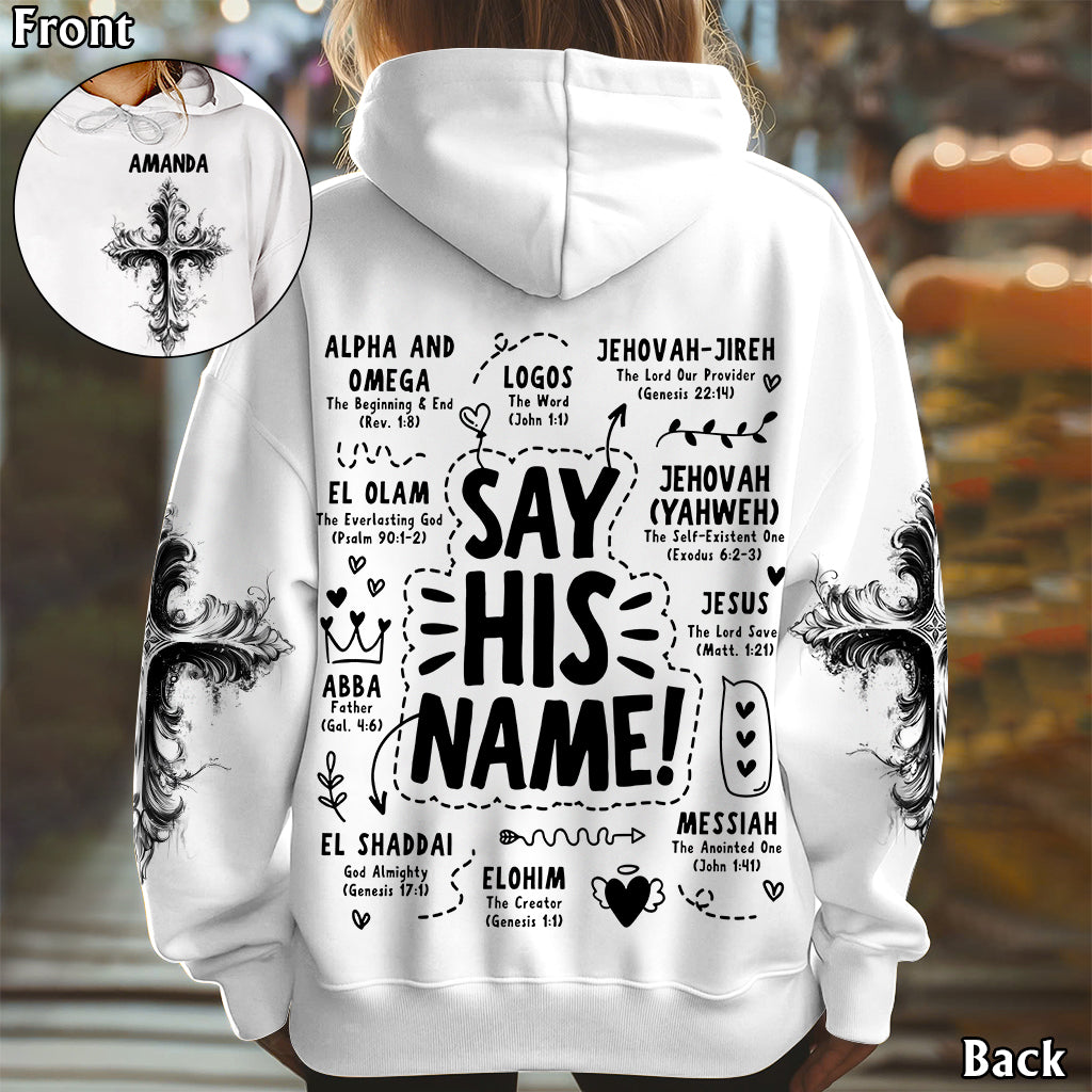 Sag seinen Namen – Personalisiertes christliches Allover-Shirt