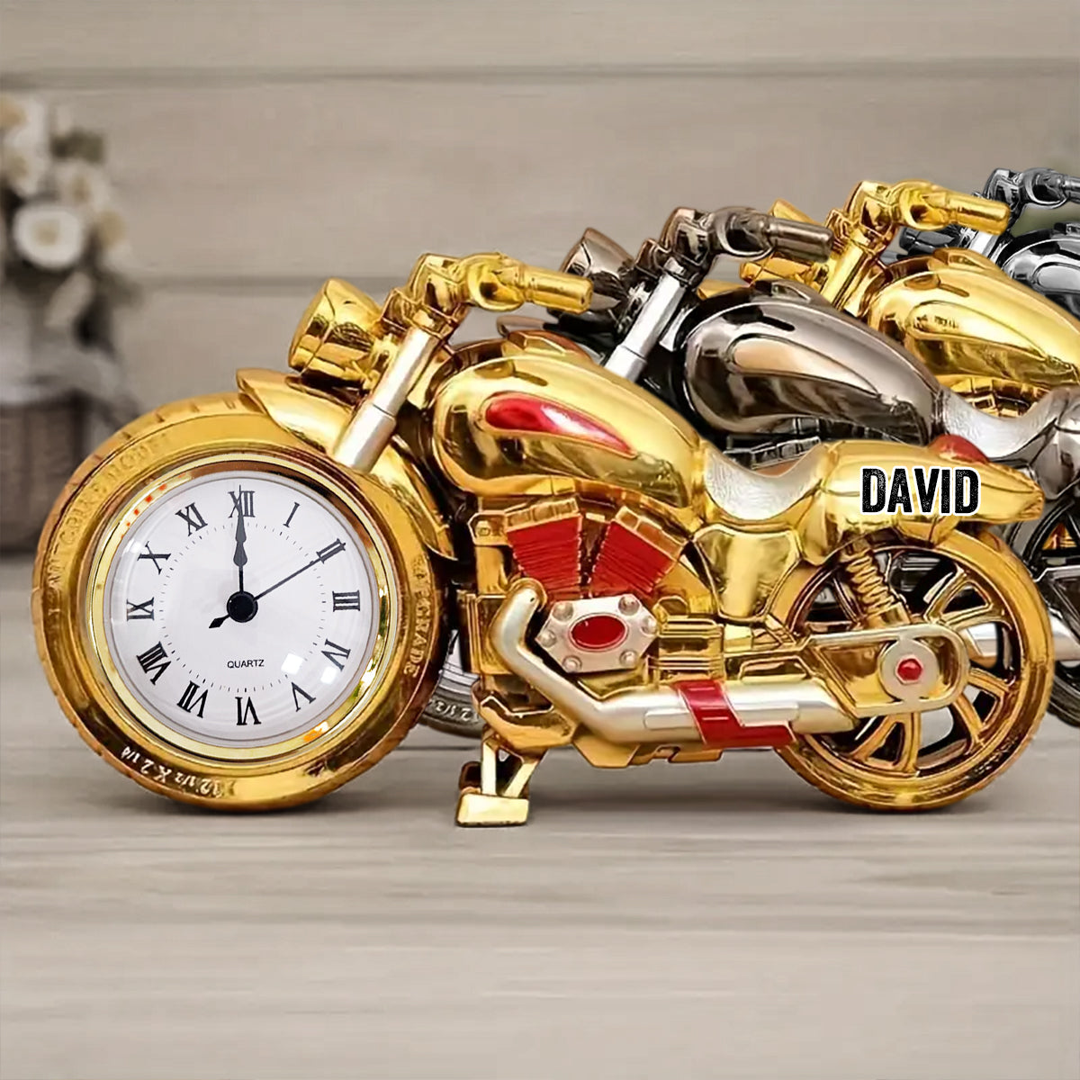 Zeit für eine Motorradtour – Personalisierte Acryl-Uhrenplakette für Biker