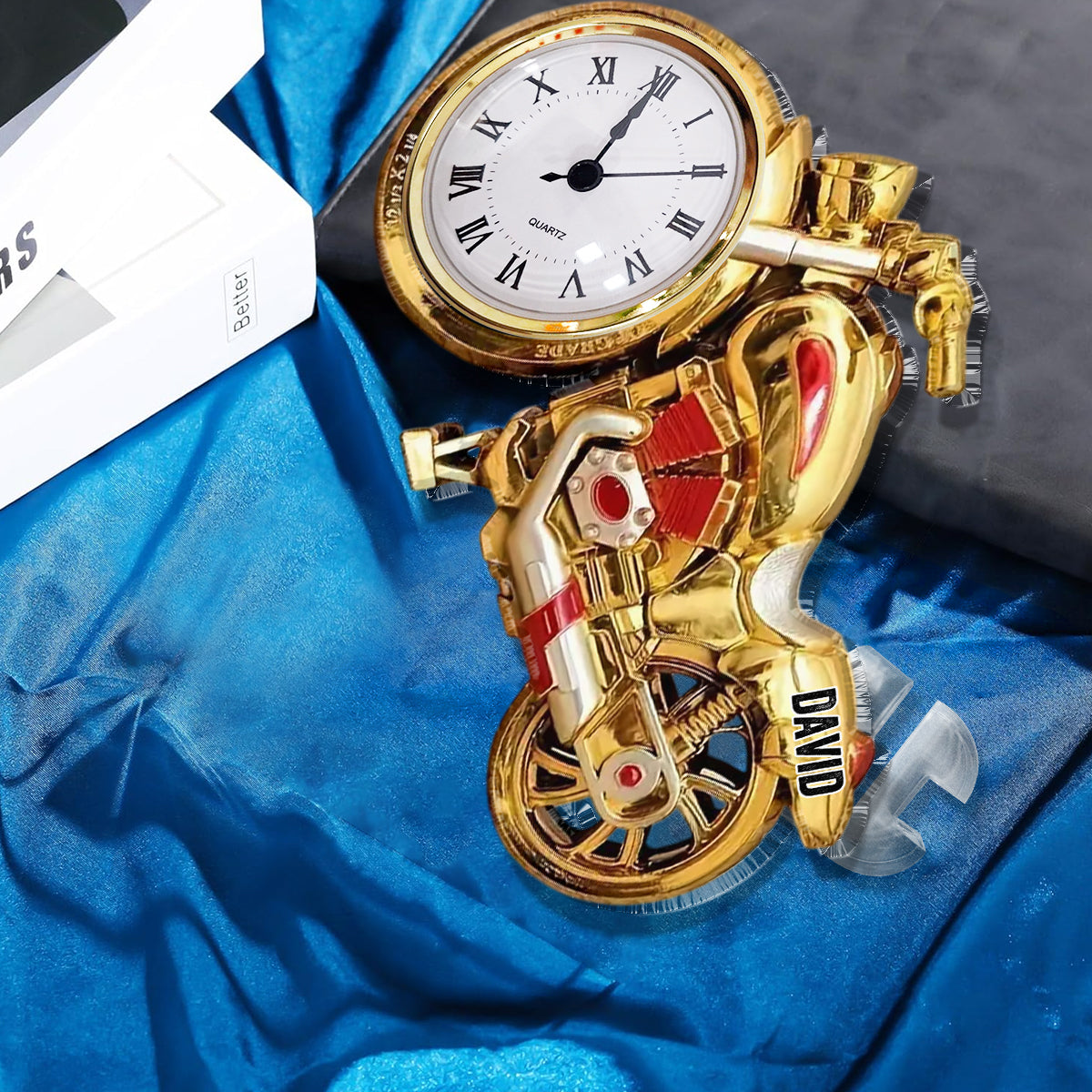 Zeit für eine Motorradtour – Personalisierte Acryl-Uhrenplakette für Biker