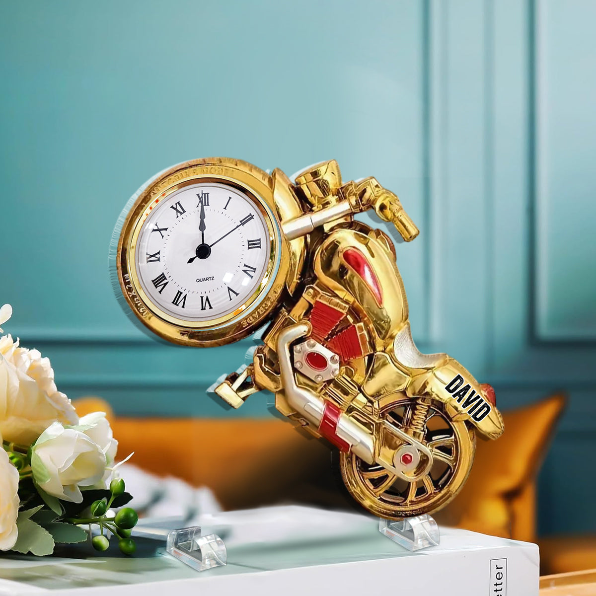 Zeit für eine Motorradtour – Personalisierte Acryl-Uhrenplakette für Biker