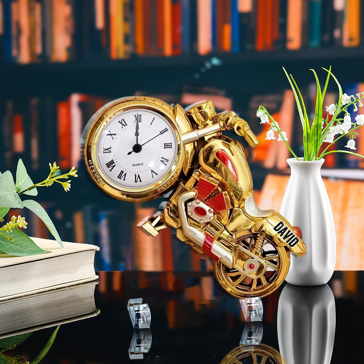 Zeit für eine Motorradtour – Personalisierte Acryl-Uhrenplakette für Biker