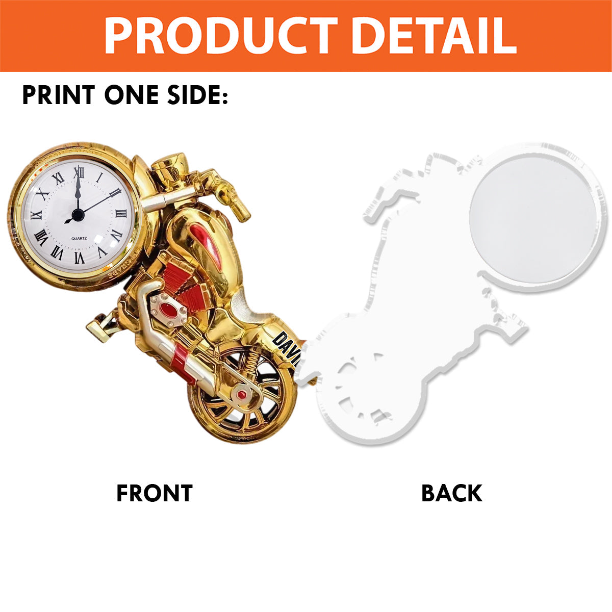 Zeit für eine Motorradtour – Personalisierte Acryl-Uhrenplakette für Biker