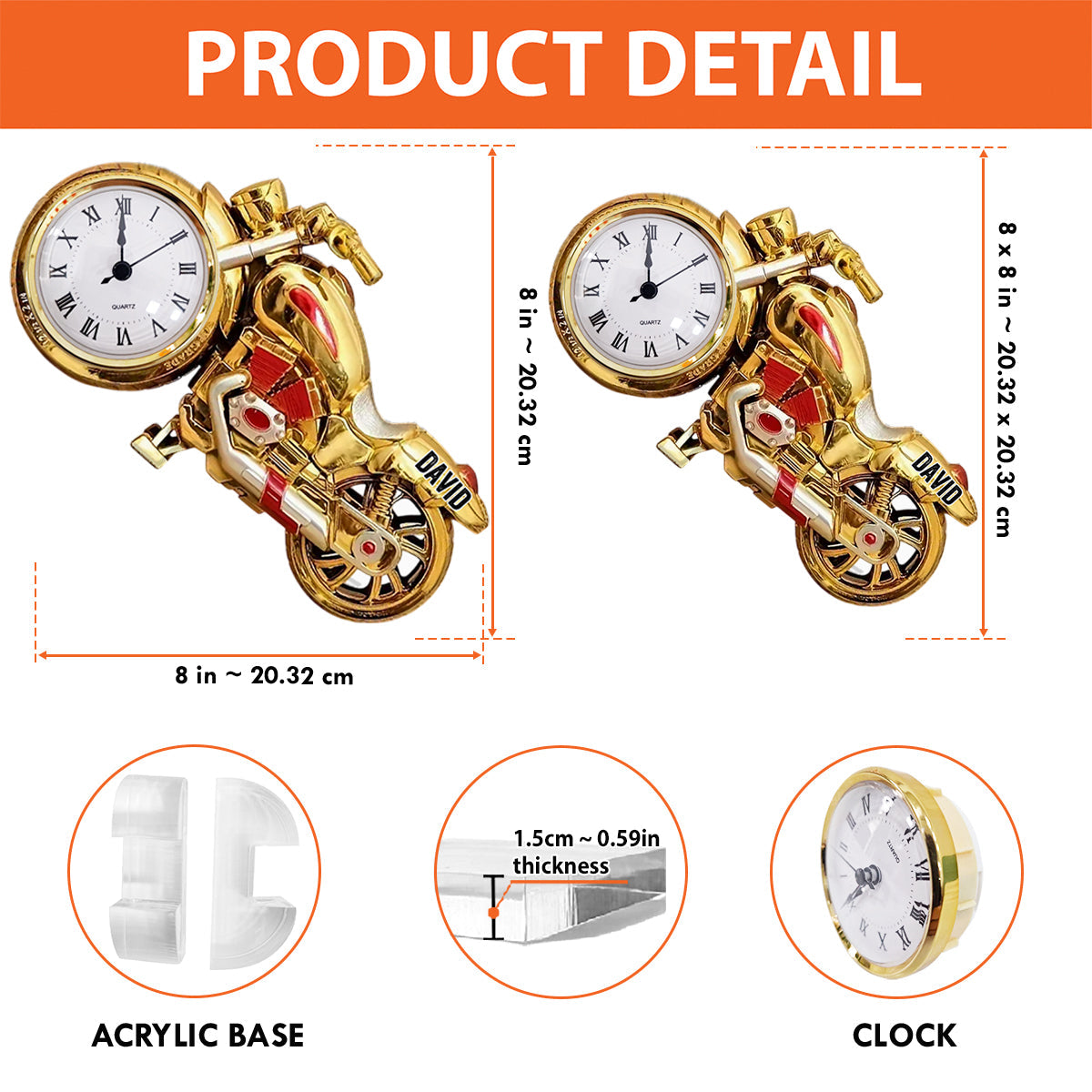 Zeit für eine Motorradtour – Personalisierte Acryl-Uhrenplakette für Biker