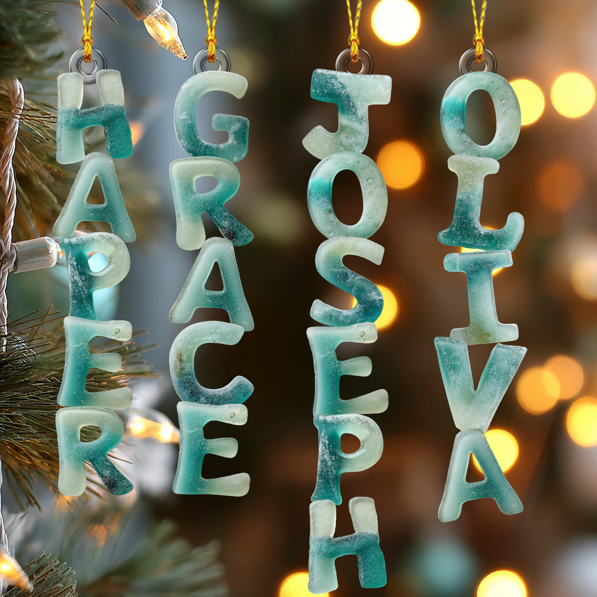 Seeglas-Alphabet, Namensornament – ​​personalisiertes, individuell geformtes Familienornament