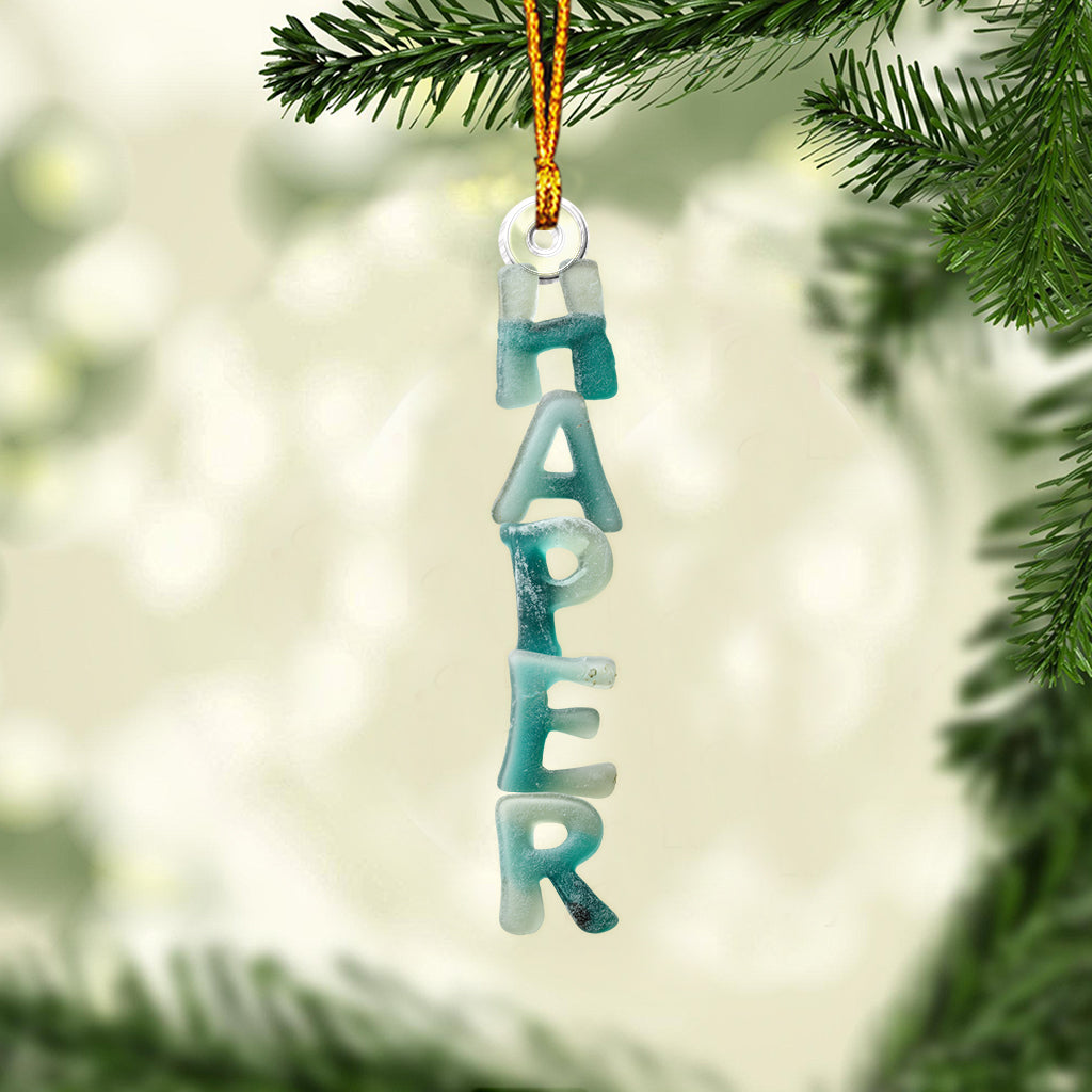 Seeglas-Alphabet, Namensornament – ​​personalisiertes, individuell geformtes Familienornament