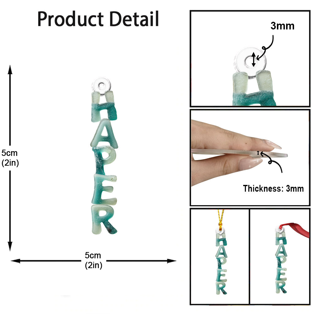 Seeglas-Alphabet, Namensornament – ​​personalisiertes, individuell geformtes Familienornament