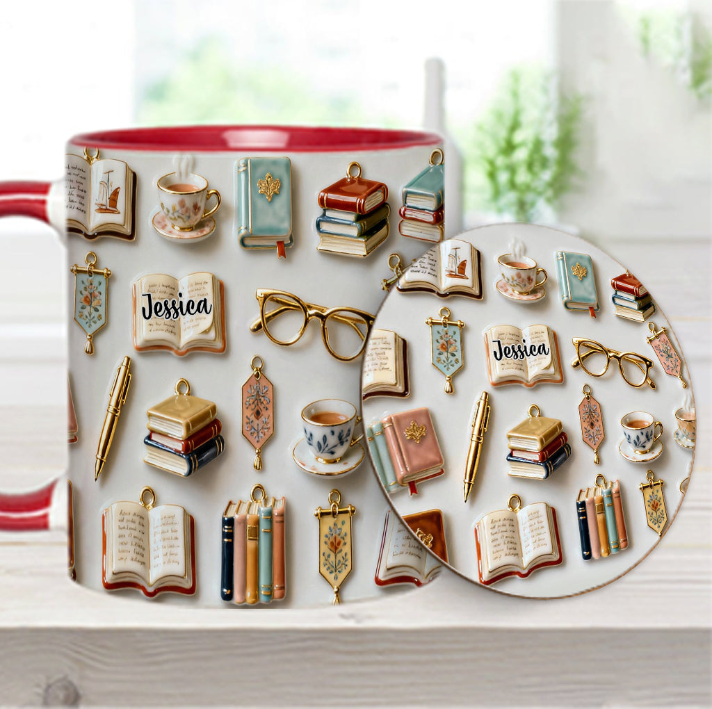 Just A Girl Who Loves Books - Personalized Book Accent Mug & Coaster