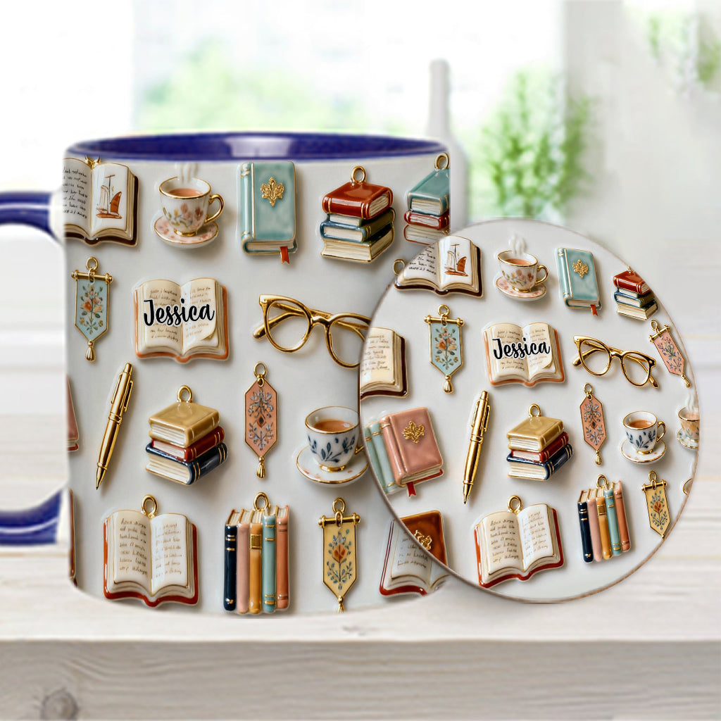 Just A Girl Who Loves Books - Personalized Book Accent Mug & Coaster