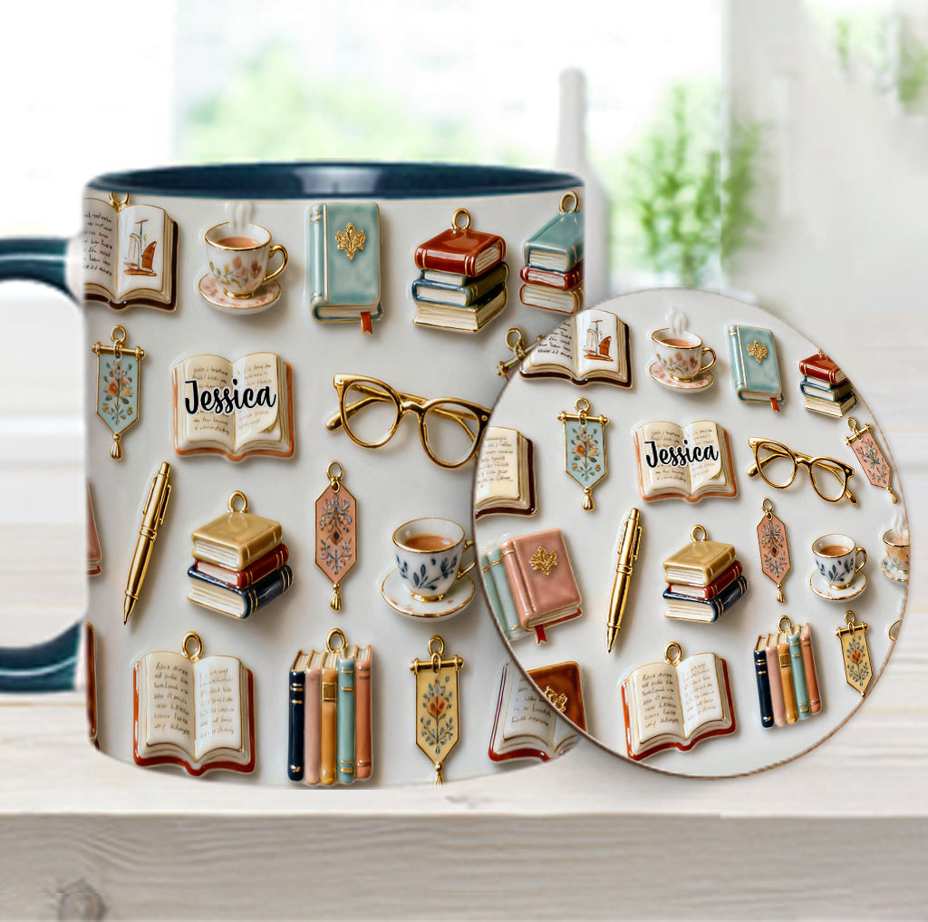 Just A Girl Who Loves Books - Personalized Book Accent Mug & Coaster