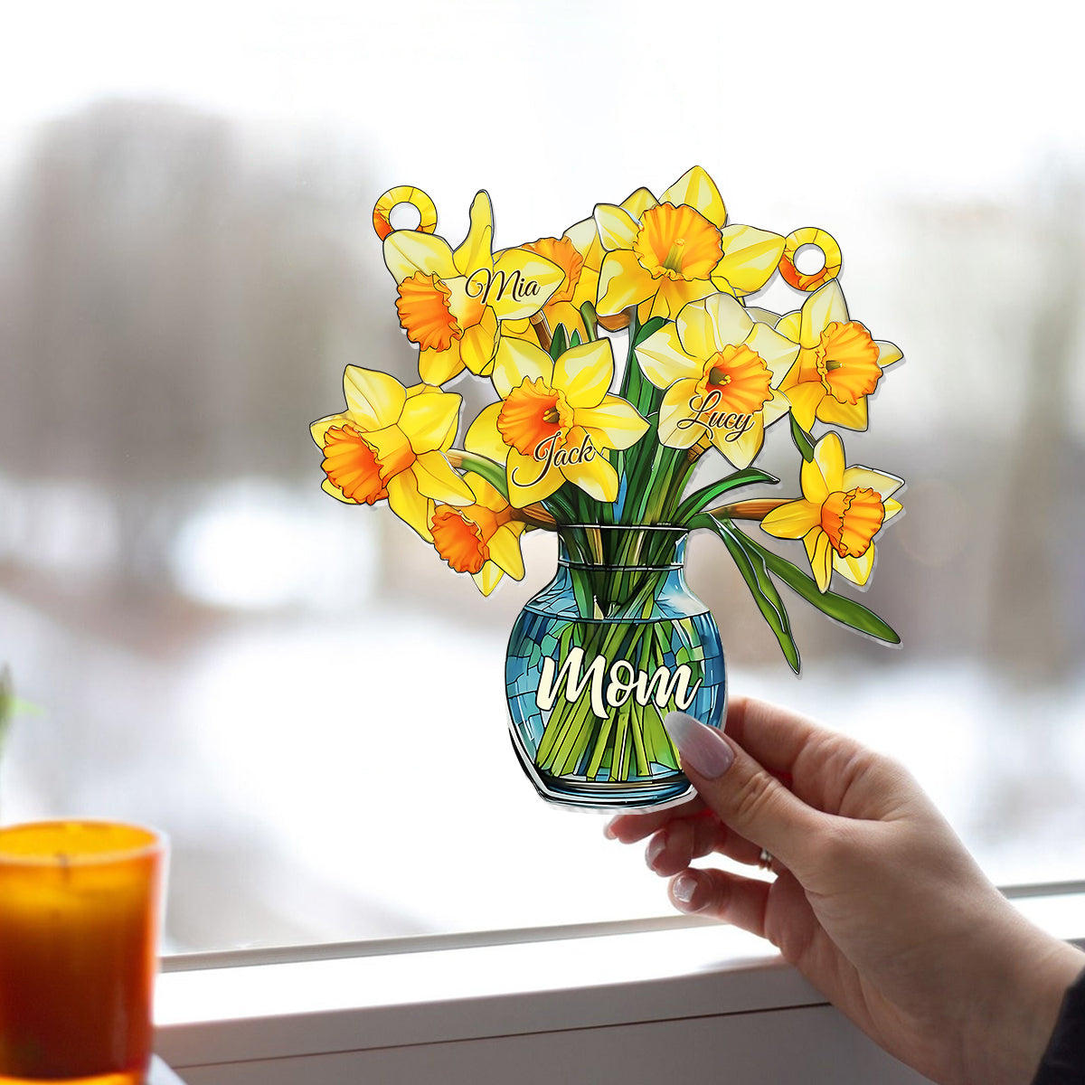 Mamas Blüte – Personalisierter Sonnenfänger fürs Fenster, hängend, für Mutter 