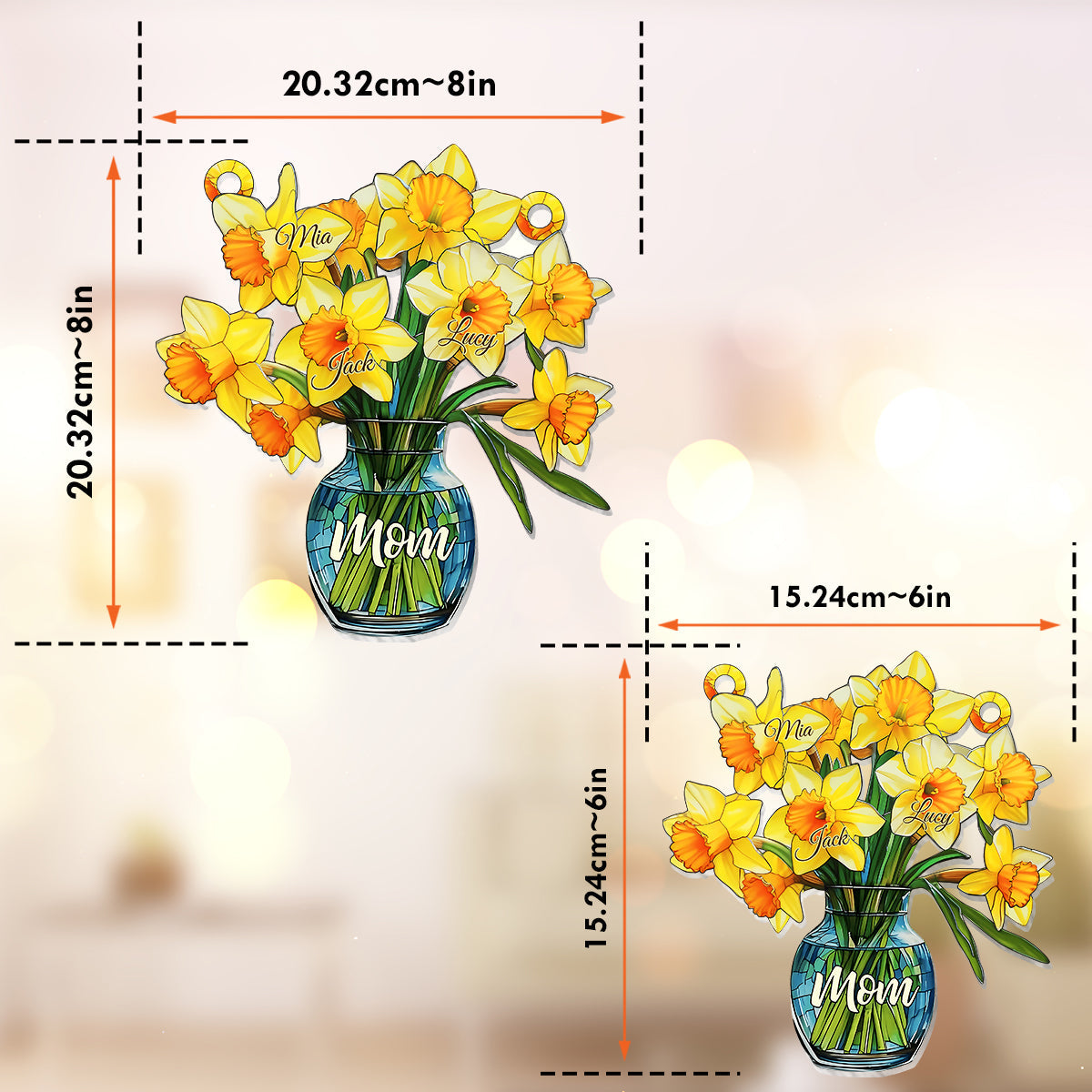 Mamas Blüte – Personalisierter Sonnenfänger fürs Fenster, hängend, für Mutter 