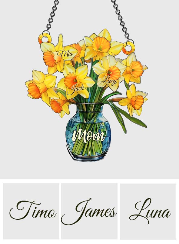 Mamas Blüte – Personalisierter Sonnenfänger fürs Fenster, hängend, für Mutter 