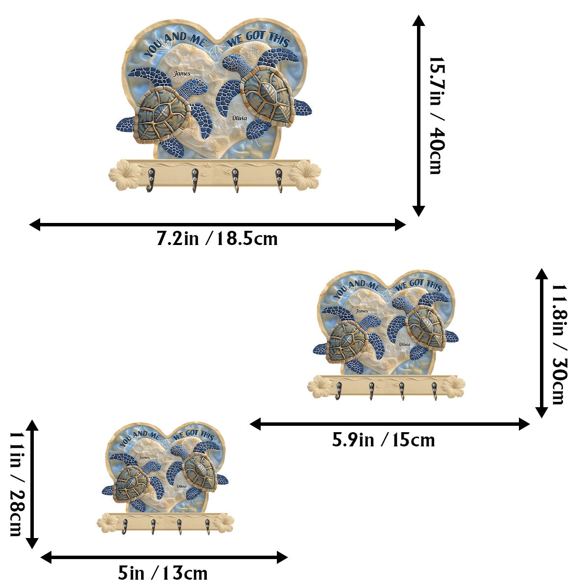 Couple Turtle You And Me - Personalized Turtle Custom Shaped Key Rack