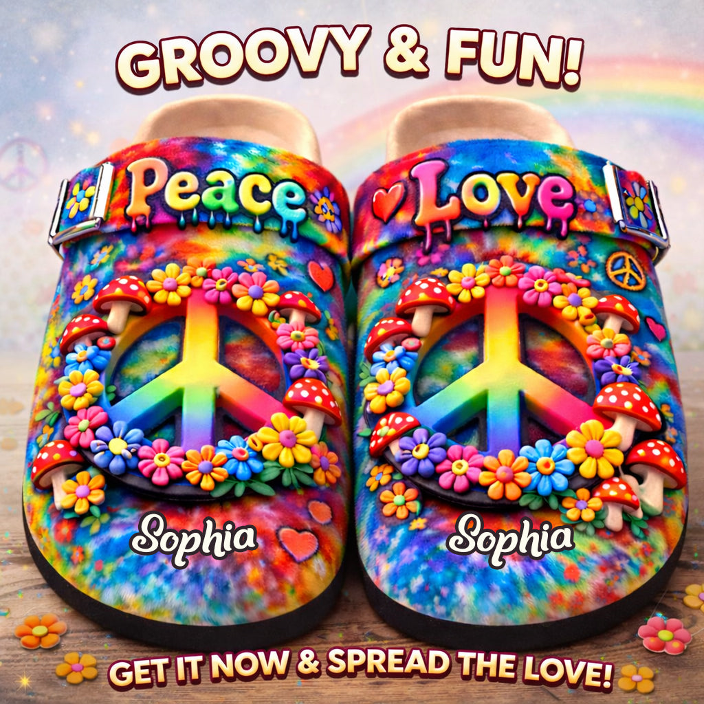 Hippie-Style lieben, Frieden lieben – personalisierte Hippie-Clogs mit Fußgewölbeunterstützung