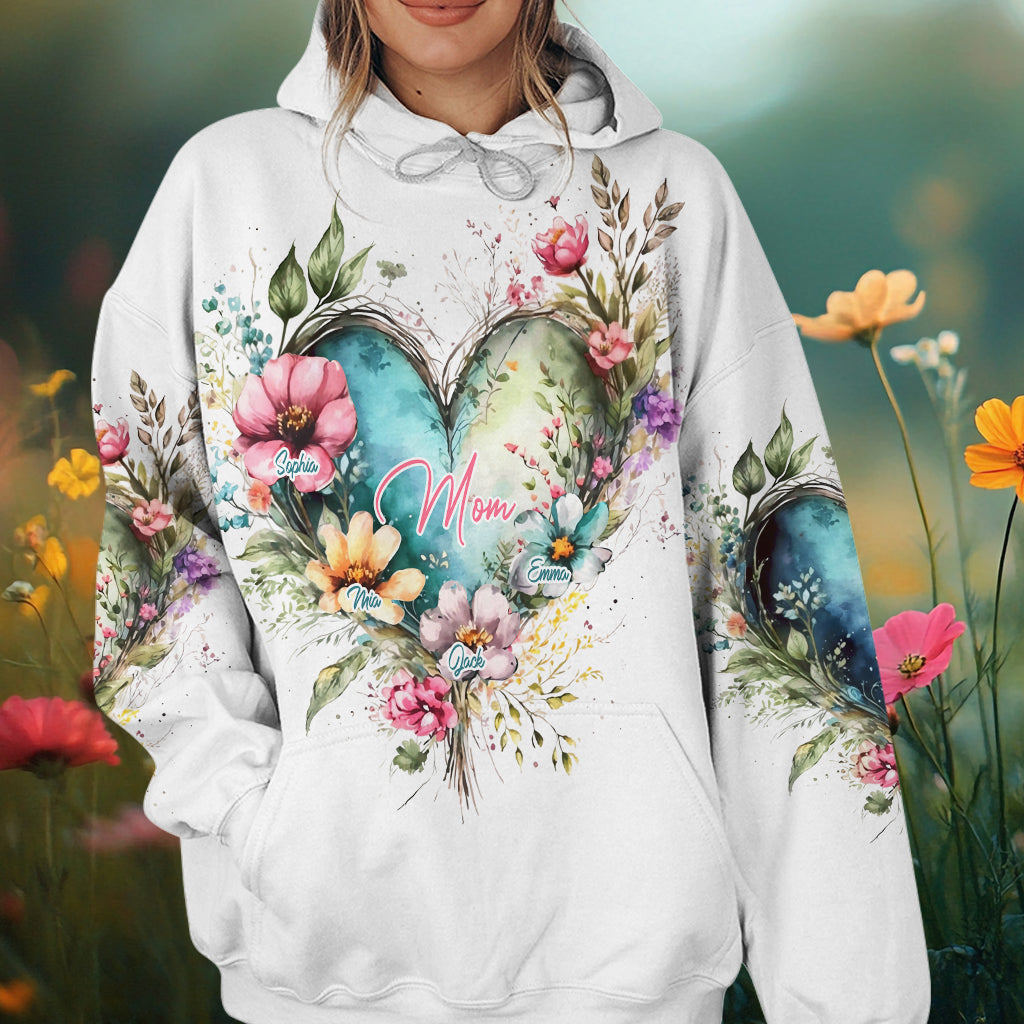Blumen für Mama und Oma – Personalisiertes Mutter-Shirt