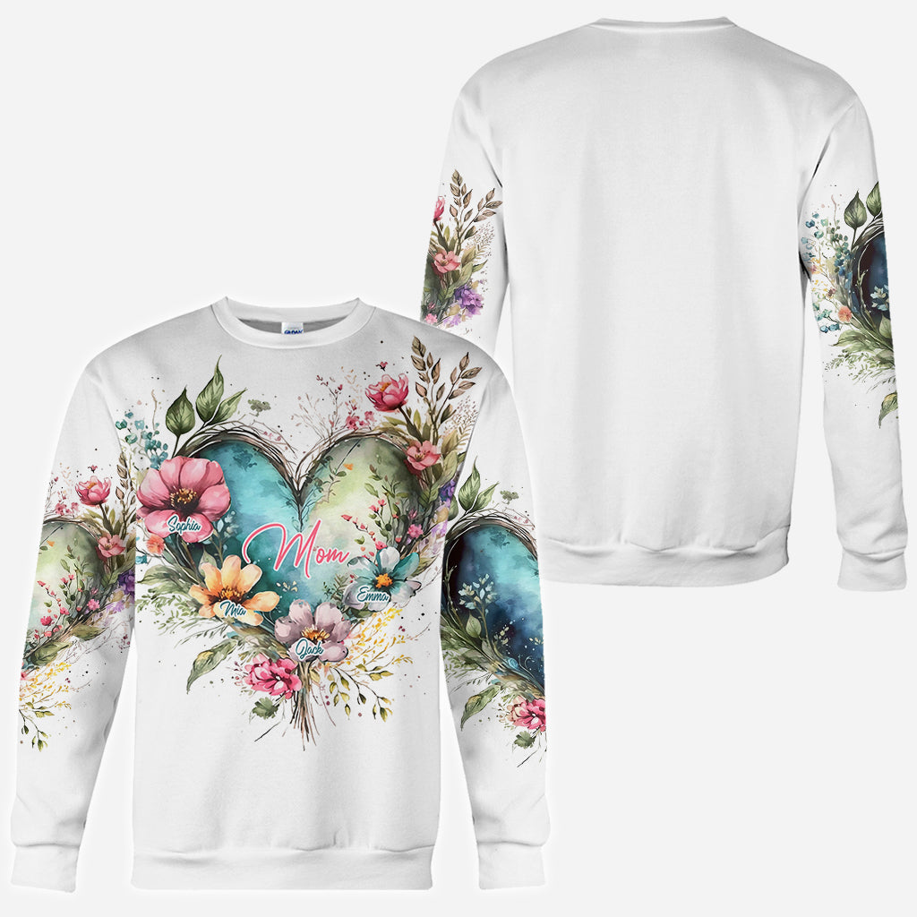 Blumen für Mama und Oma – Personalisiertes Mutter-Shirt