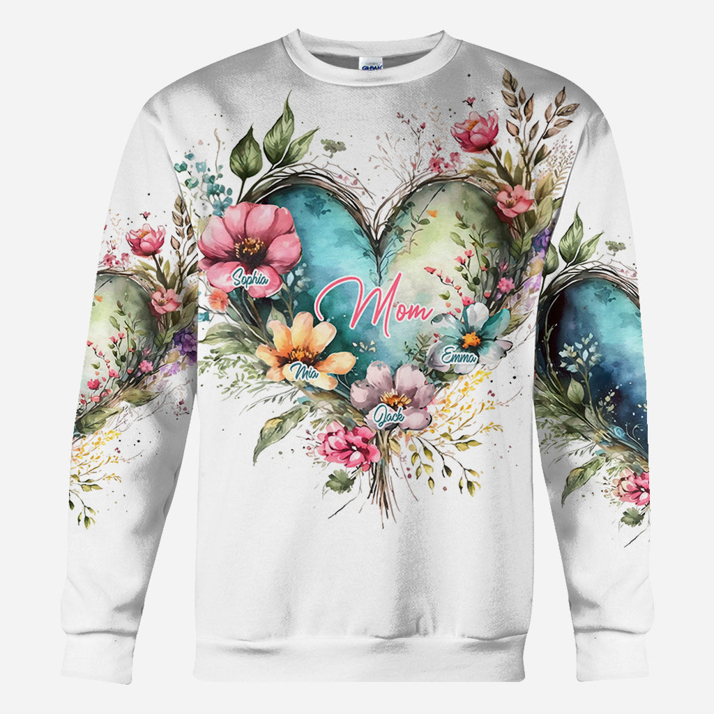 Blumen für Mama und Oma – Personalisiertes Mutter-Shirt