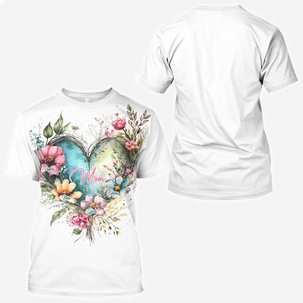 Blumen für Mama und Oma – Personalisiertes Mutter-Shirt