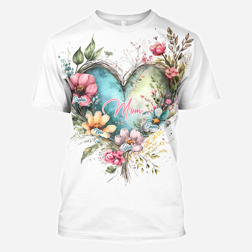 Blumen für Mama und Oma – Personalisiertes Mutter-Shirt