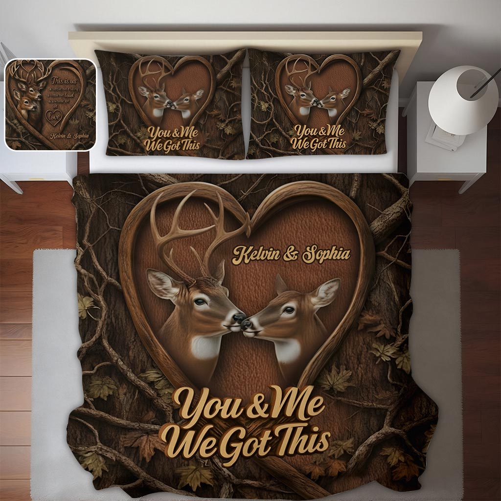 „This Is Us“-Jagdpaar, Geschenk für Hirschjäger – personalisiertes Jagd-Quilt-Set