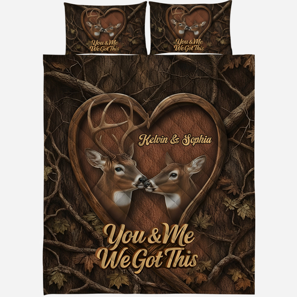 „This Is Us“-Jagdpaar, Geschenk für Hirschjäger – personalisiertes Jagd-Quilt-Set