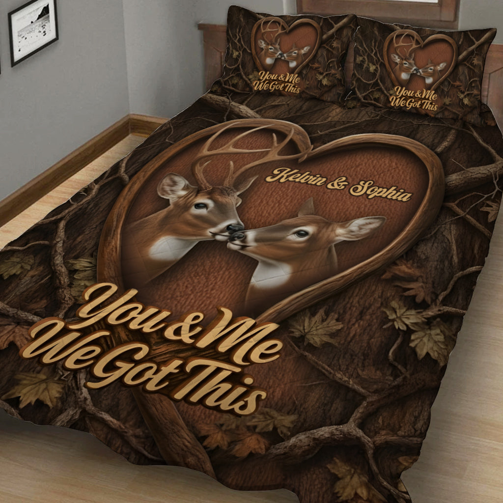 „This Is Us“-Jagdpaar, Geschenk für Hirschjäger – personalisiertes Jagd-Quilt-Set