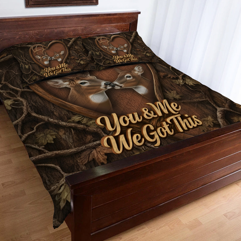 „This Is Us“-Jagdpaar, Geschenk für Hirschjäger – personalisiertes Jagd-Quilt-Set