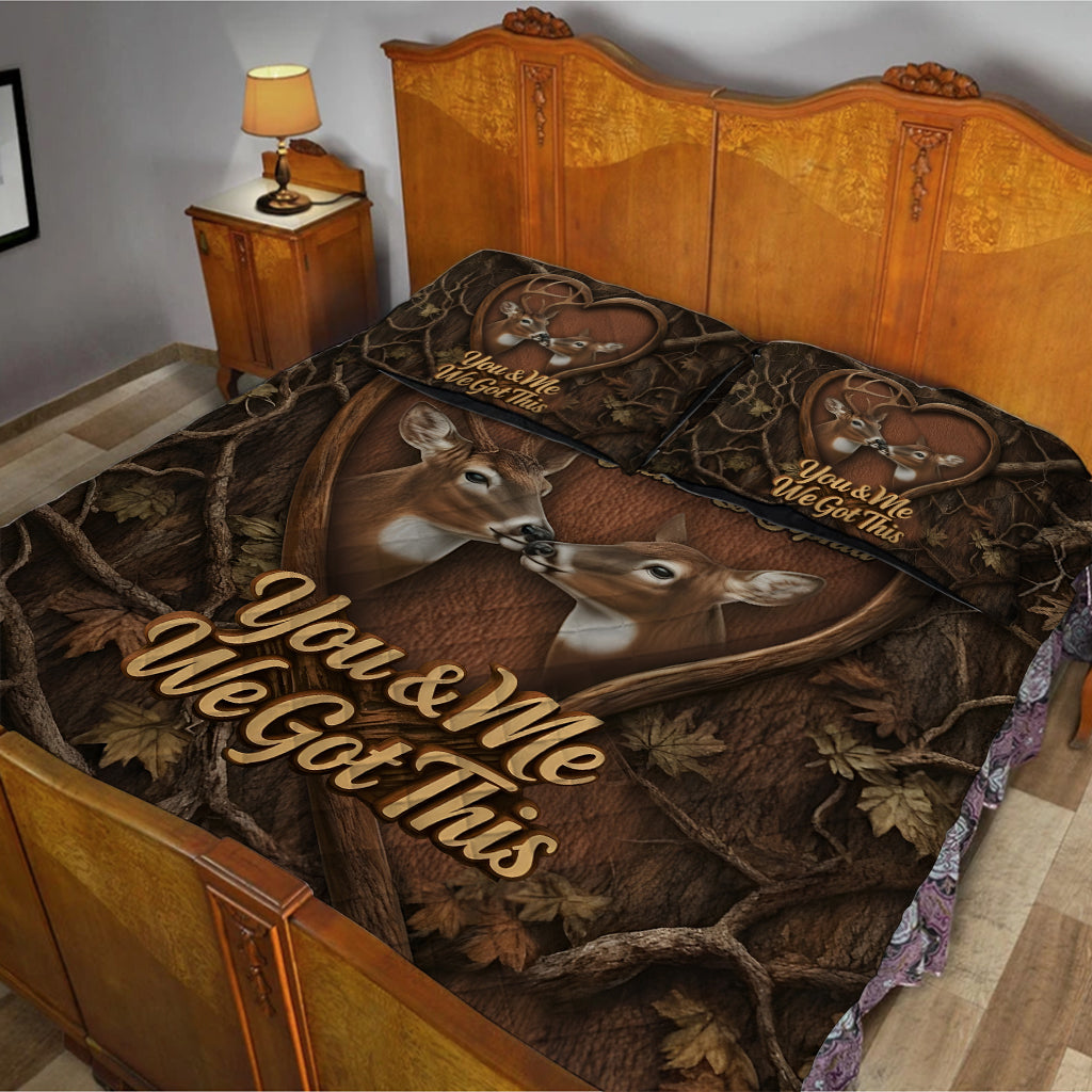 „This Is Us“-Jagdpaar, Geschenk für Hirschjäger – personalisiertes Jagd-Quilt-Set