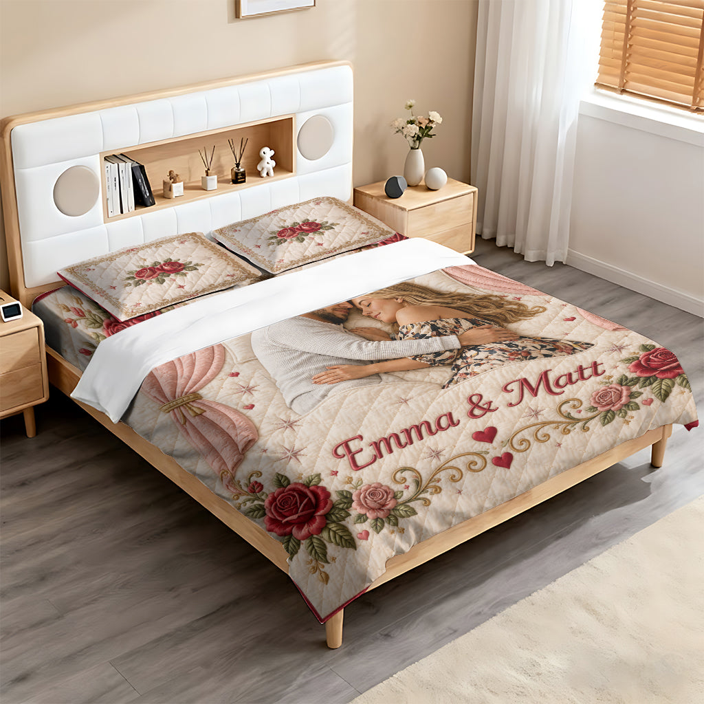 Every Night Ends Best In Your Arms - Personalized Couple Bedding Set