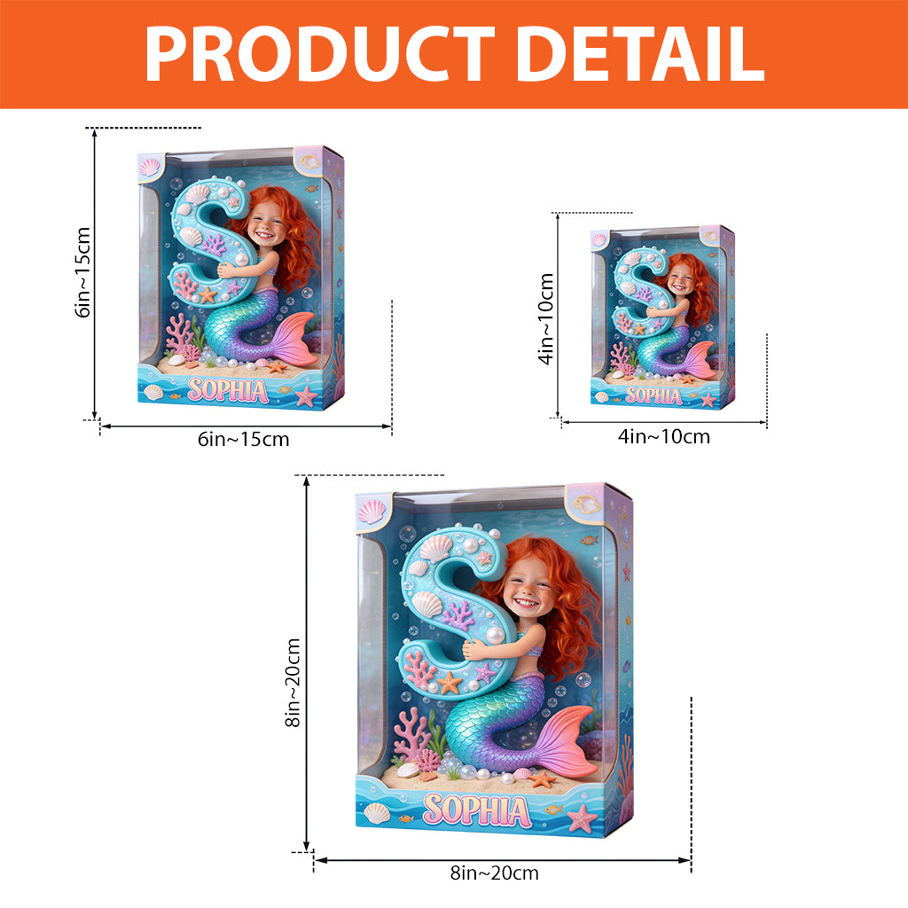 Mermaid Alphabet Letter & Custom Photo - Personalized Kid Custom Shaped Acrylic Plaque