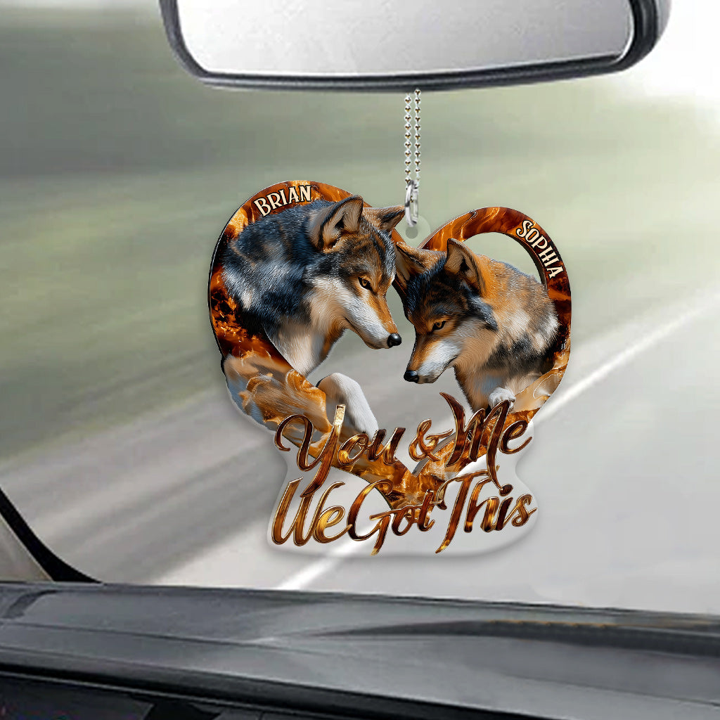 You & Me We Got This - Personalized Wolf Transparent Car Ornament
