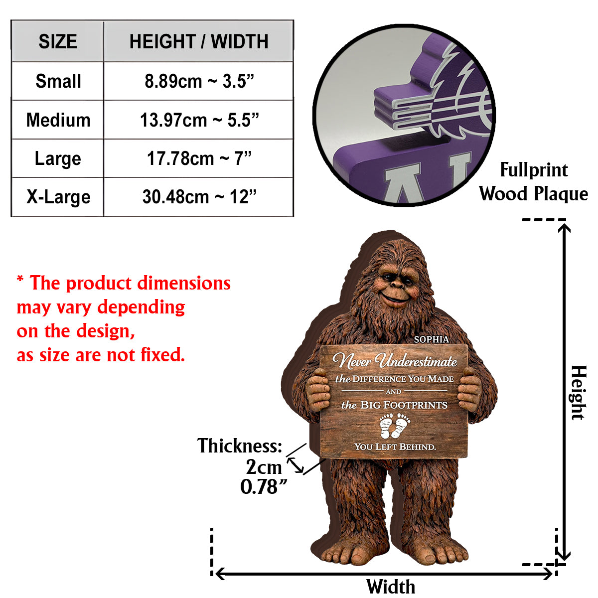Geburtstagsgeschenk für Bigfoot-Liebhaber - Personalisierte Holztafel in Sonderform