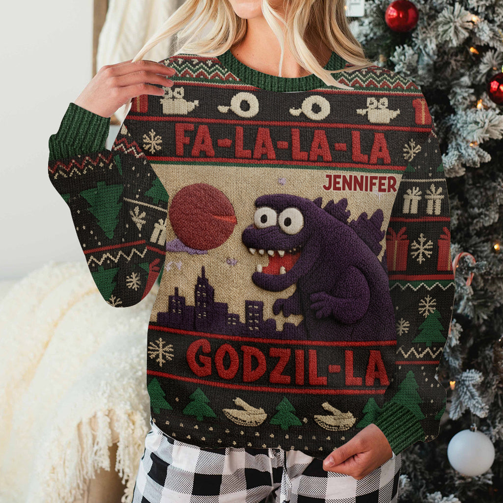 Godzilla-Weihnachtspullover - Personalisierter Riesenmonster-Pullover