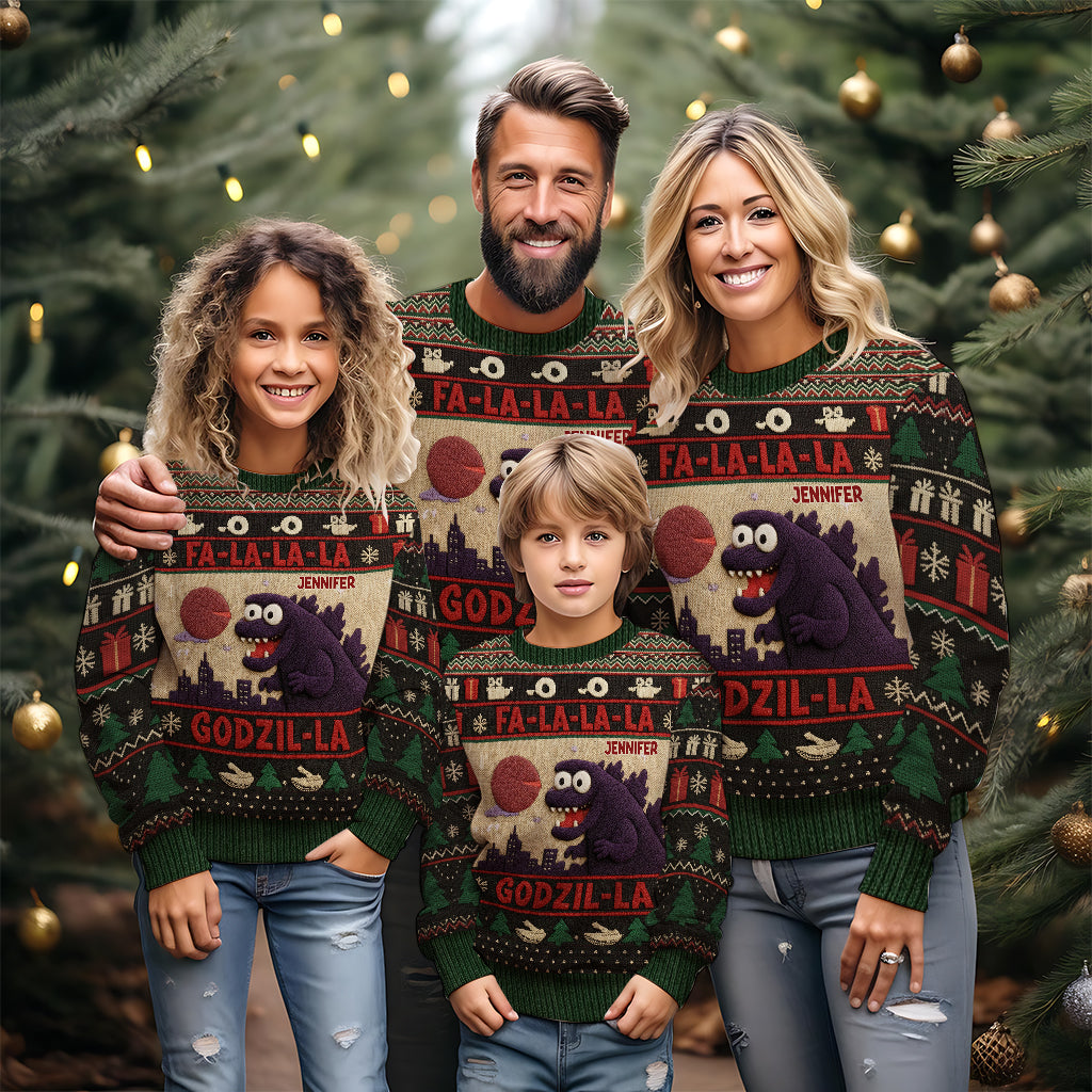 Godzilla-Weihnachtspullover - Personalisierter Riesenmonster-Pullover