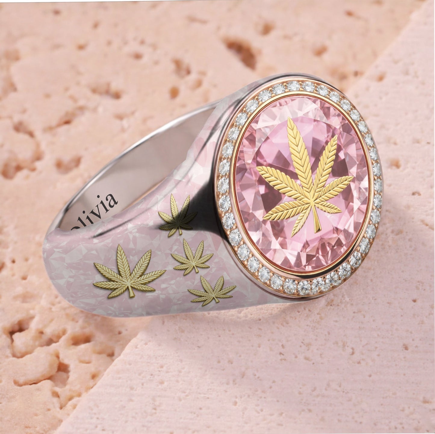 Unique Stone - Personalized Weed Signet Ring