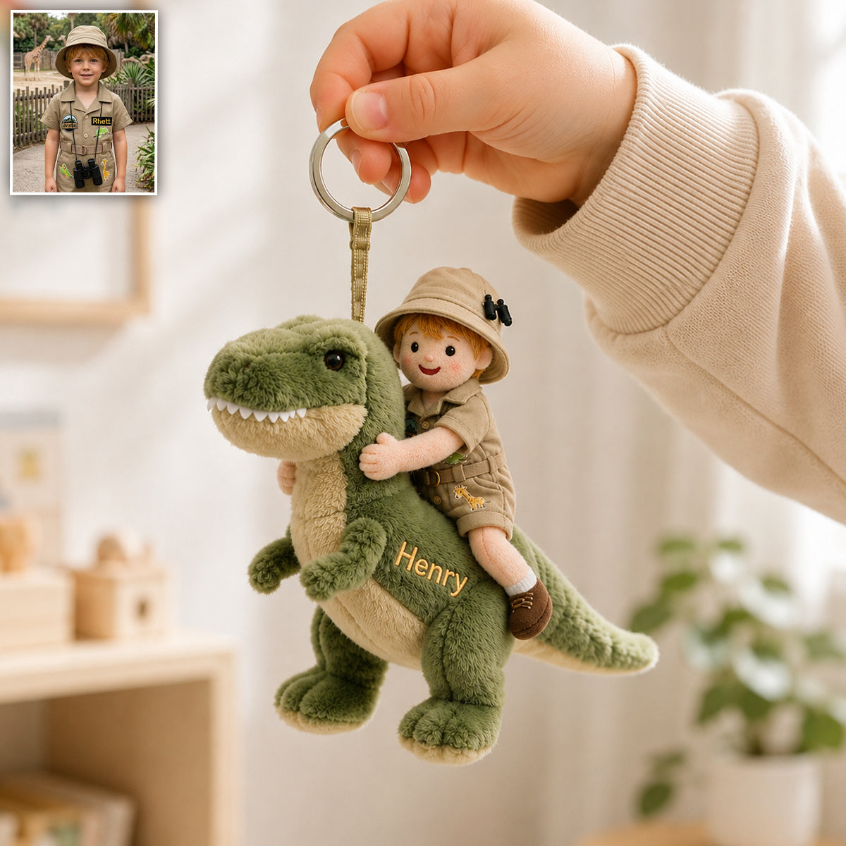 Dino Rider - Personalized Kid Plush Keychain