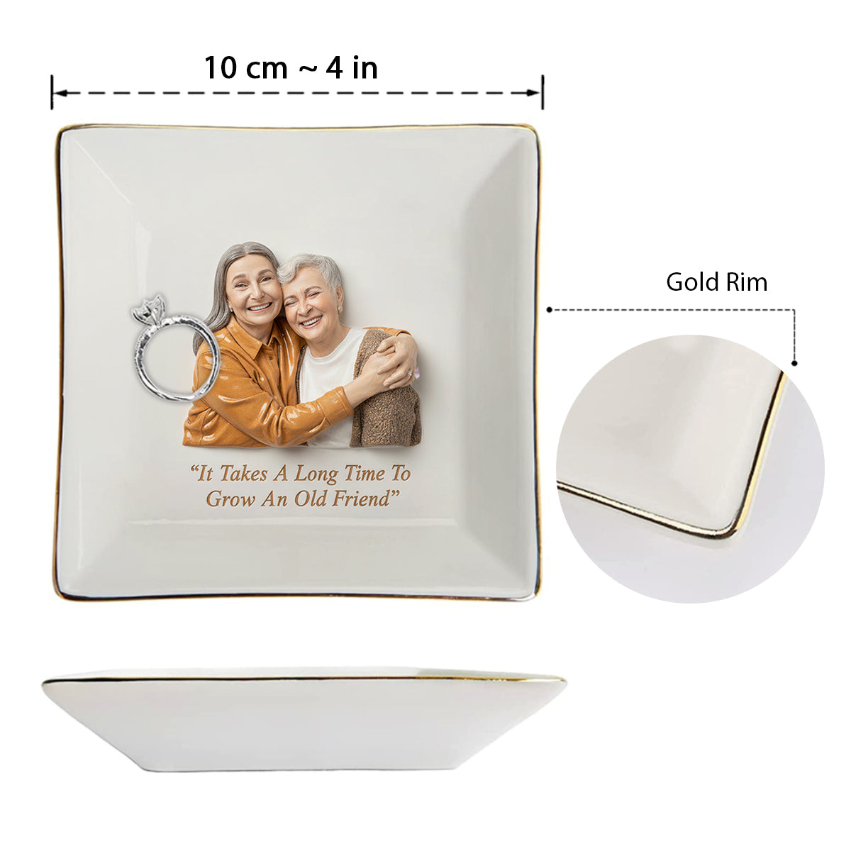 Personalisierte Foto-Schmuckschale für Freundschaften – Individuell bedruckte Schmuckschale für die beste Freundin