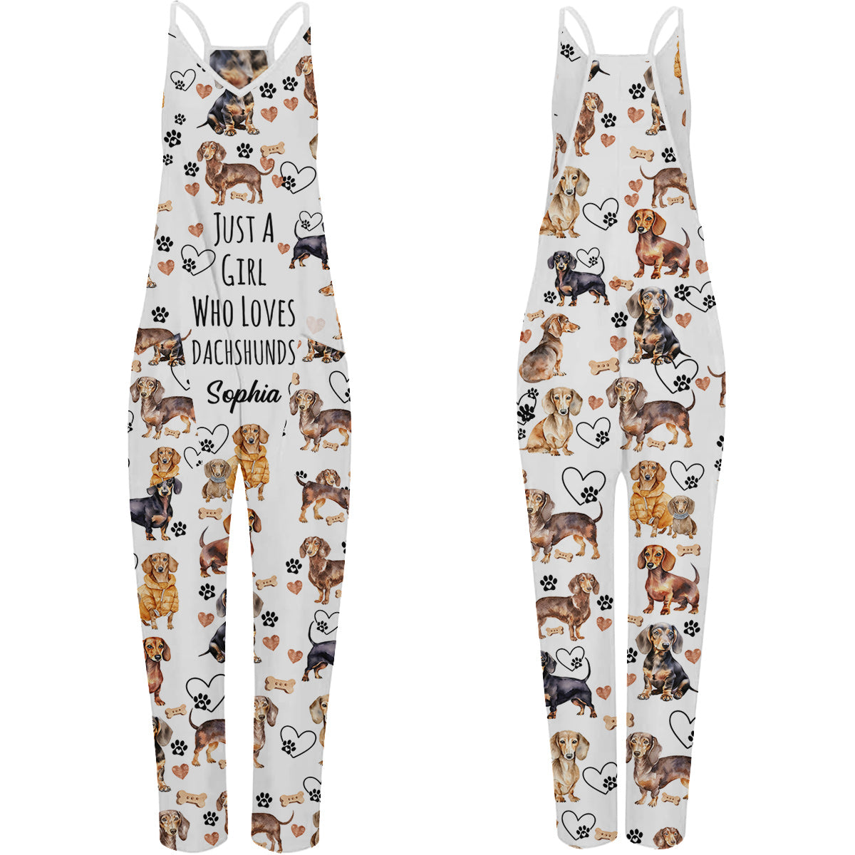 Einfach ein Mädchen, das Dackel liebt – Personalisierter Dackel-Overall/Strampler in lockerer Passform