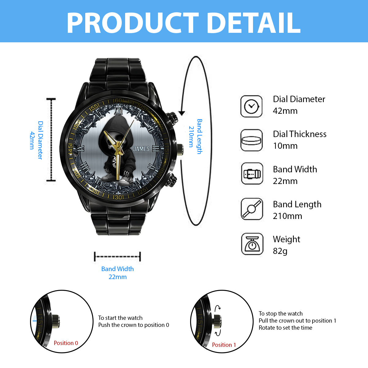 Cool Skull - Personalized Skull Hand Watch