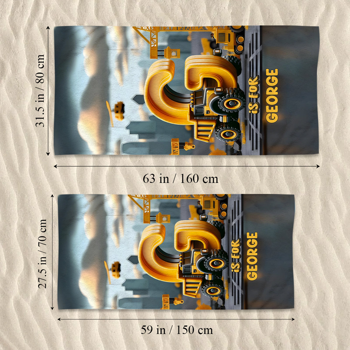 Kinder-Meerjungfrauen-/Dinosaurier-/LKW-Alphabet – personalisiertes, schnelltrocknendes Strand-/Badetuch