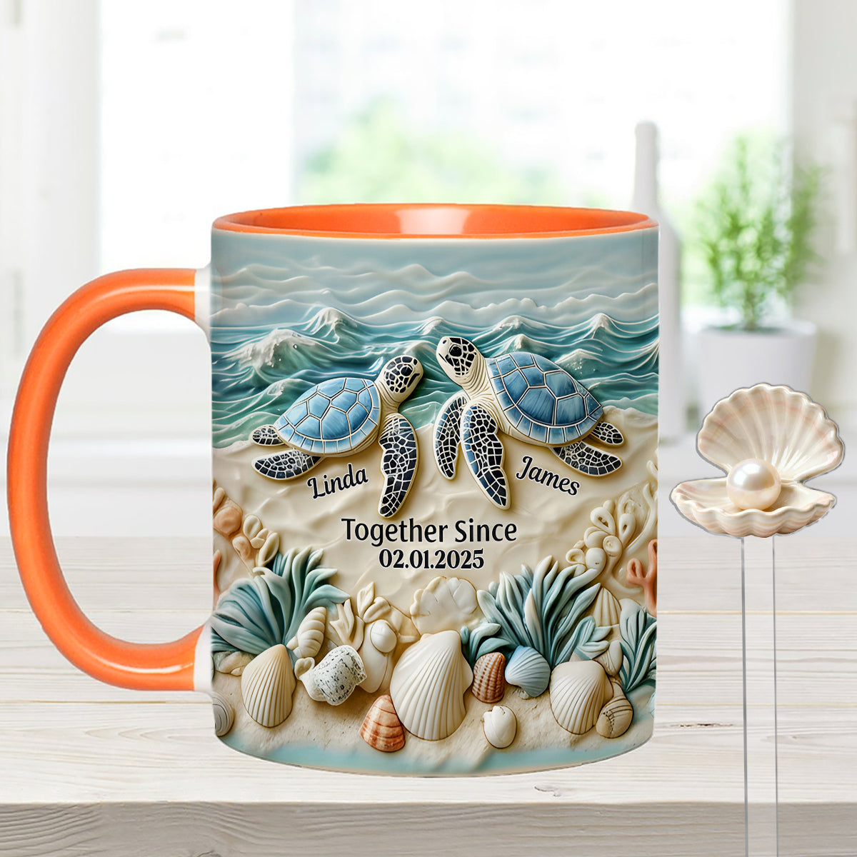 Schildkrötenpaar – Personalisiertes Schildkröten-Set: Akzentbecher mit Acryl-Rührstäbchen